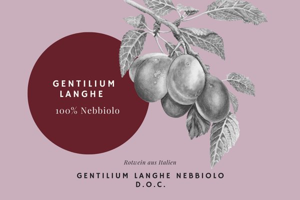 Der Rotwein Gentilium Langhe besteht zu 100% aus der Rebsorte Nebbiolo